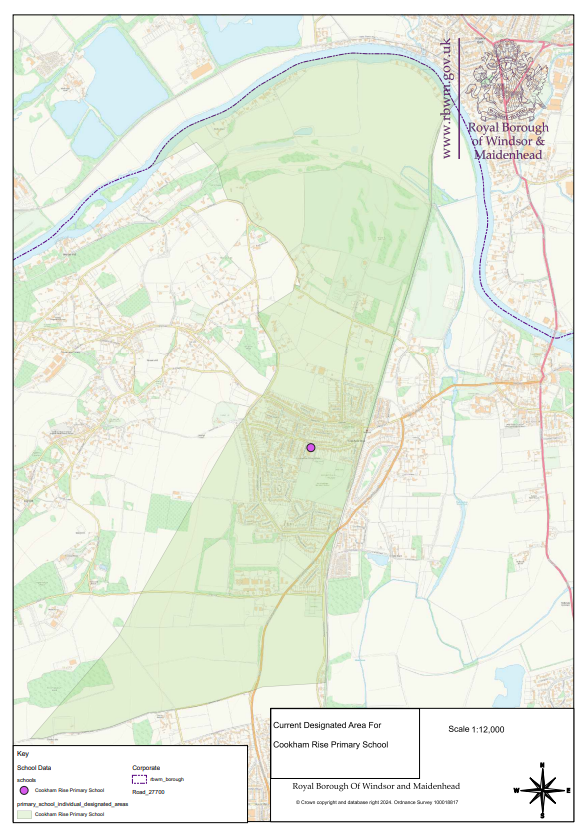 a map of the catchment area within the Royal borough of Windsor & Maidenhead